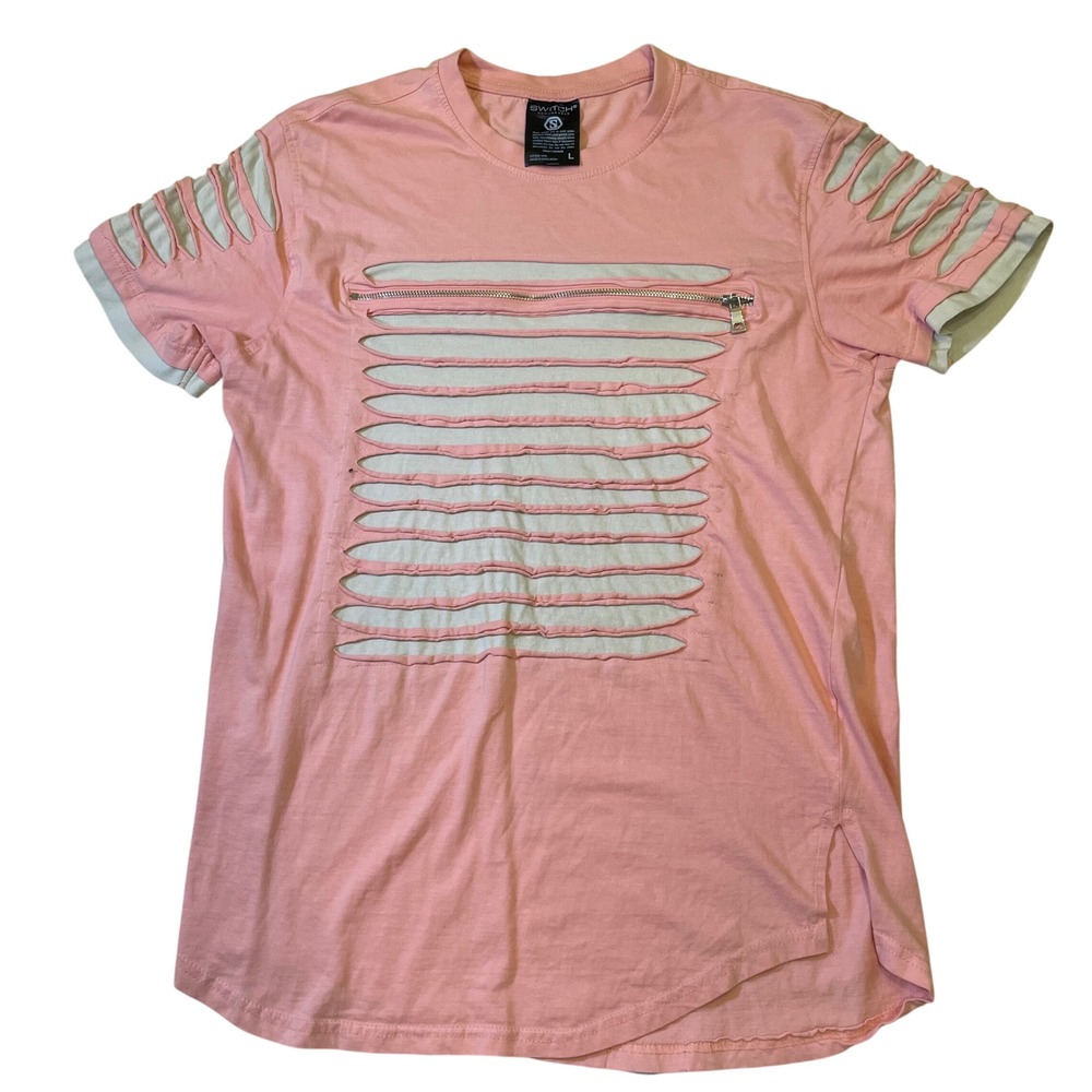 Switch Remarkable Cut Out T-Shirt Zipper‎ Detail Short Sleeve Top Women's Size L